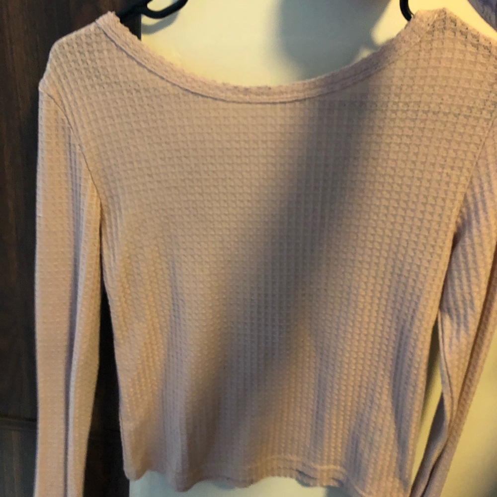 Blush color long sleeve backless top